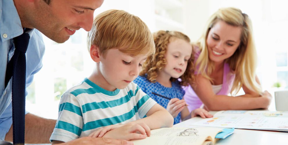 kids getting help from parents after going to k-12 learning center